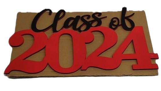 Class of 2024 Wooden Sign Graduation Decorations - Red 2024 Grad Photo Booth Prop & Party Decor