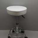 KKTONER Round Rolling Stool Chair PU Leather Height Adjustable Swivel Drafting Work SPA Shop Medical Salon Stools with Wheels Office Chair Small (White)
