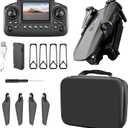 ikaufen E88 Drone with Built-in screen control, Camera for Adults RC Drone With 720P HD Dual Camera WiFi FPV Foldable Quadcopter Aircraft +1 Battery (E88 Dual camera Black)