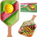 Pickleball Paddle Snack Tray - Cool Pickleballs Serving Tray for Snack - Paddle-Shaped Serving Tray with Compartments - Unique and Durable Divided Snack Trays for Pickleball Fans-Pink