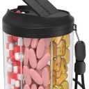 Hionxmga Pill Dispenser with 7 Large Compartments, Pill Bottle Organizer for Travel, Supplement Organizer with Anti-Mixing Design, BPA-Free Pill Container with 20 Pcs Labels, Black