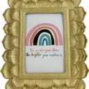4x6 Scalloped Antique Picture Frame, Golden Lotus Leaf Vintage Photo Frame with Glass Front for Table Top & Wall Display Home Decor