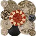 Tatuo 11 Pcs Boho Wall Basket Decor Bulrush Woven Wall Hanging Art Round Farmhouse Rustic Handmade Wicker for Summer Home, Bedroom, Living Room, Kitchen Decorations, Multi Sizes(Dark)