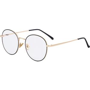 Kursan Blue Light Blocking Glasses for Women Men Stylish Round Metal Frame Clear Lens Eyeglasses (Gold/Black)