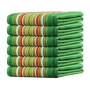Urban Villa Kitchen Towels Waffle Stripes Dish Towels for Kitchen Leaf Green Set of 6 Kitchen Towels Highly Absorbent Cotton Over Sized 20X30 in with Mitered Corners Kitchen Hand Tea Towels