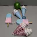 6 Pcs Christmas Tree Ice Cream Cupcake Ornaments, Glitter Color Ice Cream Glass Hanging Ornaments, Pastel Color Candy Dessert Pendant Decor for Xmas Holiday Birthday Home Party Decoration with 3 Ball Ornaments Included