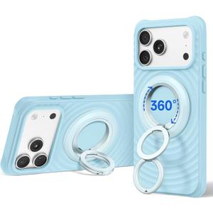 SYNCWIRE for MagSafe Ring Phone Holder, 360 Rotation Magnetic Cell Phone Grip Dual-Sided Magnets Phone Ring Kickstand Compatible with iPhone 17 16 15 14 13 12 Pro Max MagSafe, Android, Samsung etc. (Blue)