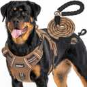 Beebiepet Heavy Duty Tactical Dog Harness for Large Dogs, No Pull Adjustable Pet Harness Reflective Service Training Easy Control Pet Vest Military K9 Working Dog Harnesses- Large, Brown