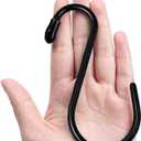 Dreecy 18 Pack S Hooks for Hanging Plants, 4-1/2inch Heavy Duty S Hooks, Large Black Metal Vinyl Coated S Hook, Non Slip Utility Hooks for Hanging for Closet Jeans Bags Jewelry Towels Pot Pan Cups