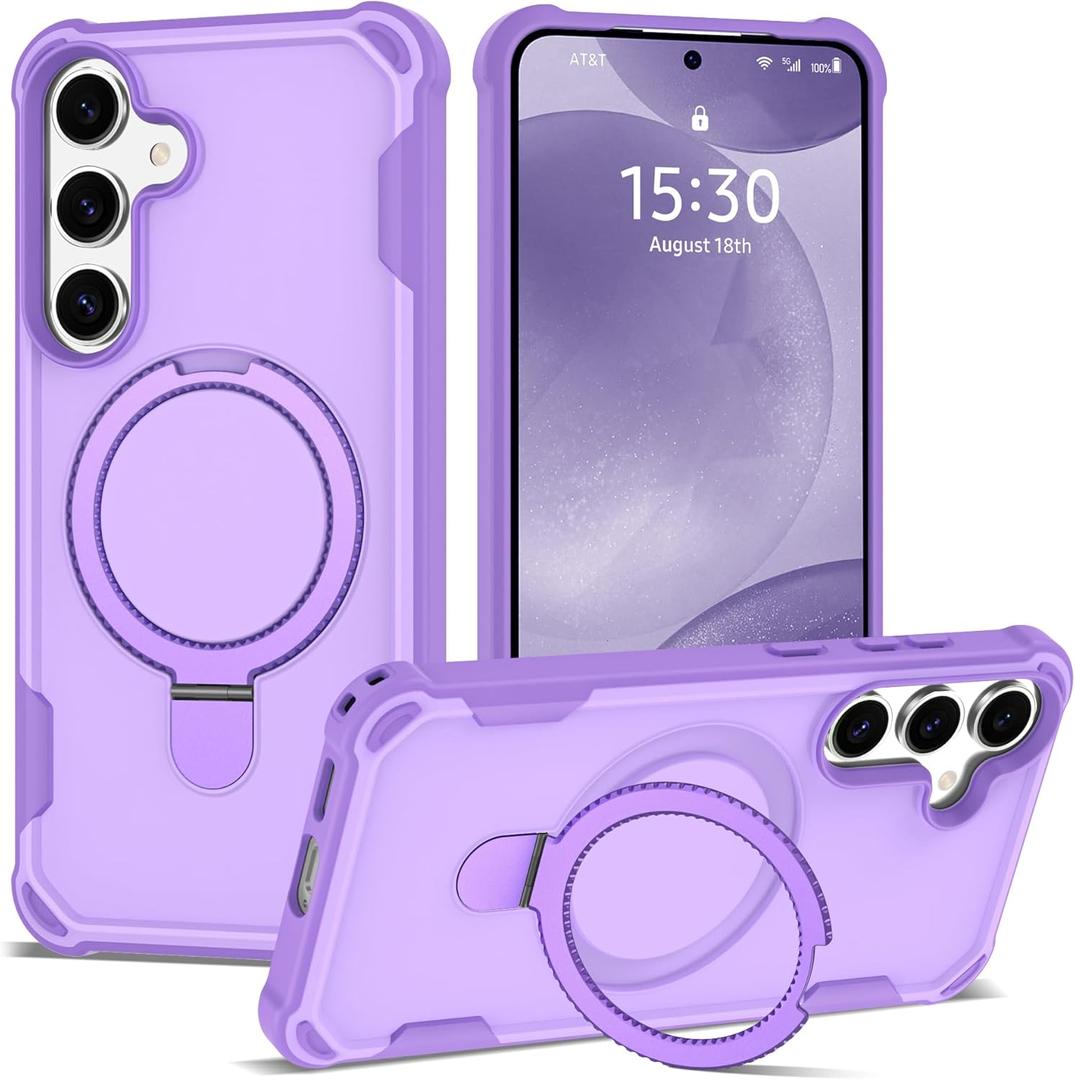 Designed for Samsung Galaxy S24Plus & S25PLUS Case 6.7'' with Magnetic Ring Stand [Military Drop Protection][Compatible with MagSafe] Shockproof Plus Phone Case for Men Wowen,Purple