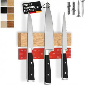 Magnetic Knife Holder for wall, 10" no drilling required, includes self-adhesive tape, extra strong for holding knives Awarded magnet strip Oak
