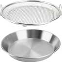 Oil Filter Tray, Stainless Steel Mesh Drain Basket Colanders Air Fryer Accessories for Fried Food Draining Rack Barbecue Grill Tray Net Draining Pan Strainer for Vegetable Dessert (9.5 Inch)