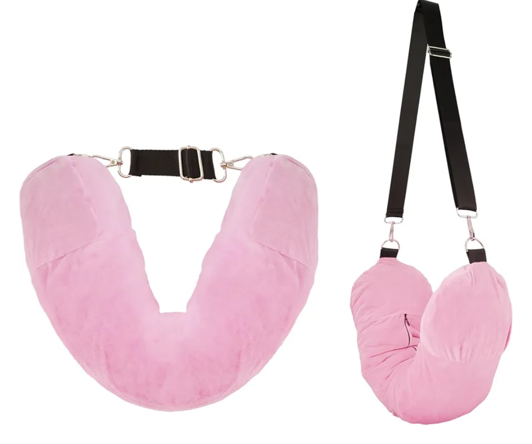 XIHIRCD Travel Pillow Stuffable with Clothes, Soft Travel Pillow Transformable Neck Pillow Expandable Cloth Carry on Pillow for Traveling Car Home Office Flight (Pink)