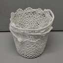 WILLBOND 4 Pcs White Flower Girl Basket with Handle for Wedding Ceremony, 5.9 x 4.72 x 4.33 Inch