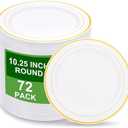 WELLIFE 72PCS Gold Plastic Plate, 10.25Inch Disposable Dinner Plate Party with Gold Rim, Heavy Duty Disposable Plastic Plates for Party, Wedding, Birthday.