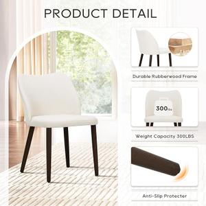 Upholstered Parsons Dining Chairs Set of 6, Modern Dining Room Chairs with Back, Fabric Kitchen Side Chairs with Wood Legs for Dinner Farmhouse Restaurant, Beige