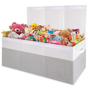 Kids Toy Box, Extra Large Toy Chest Bin with Lid, 118L Toy Storage Organizer Stuffed Animals Holder with Collapsible Divider and Sturdy Handle for Nursery Bedroom Living room, 36"L x 12.6"W x 16"H