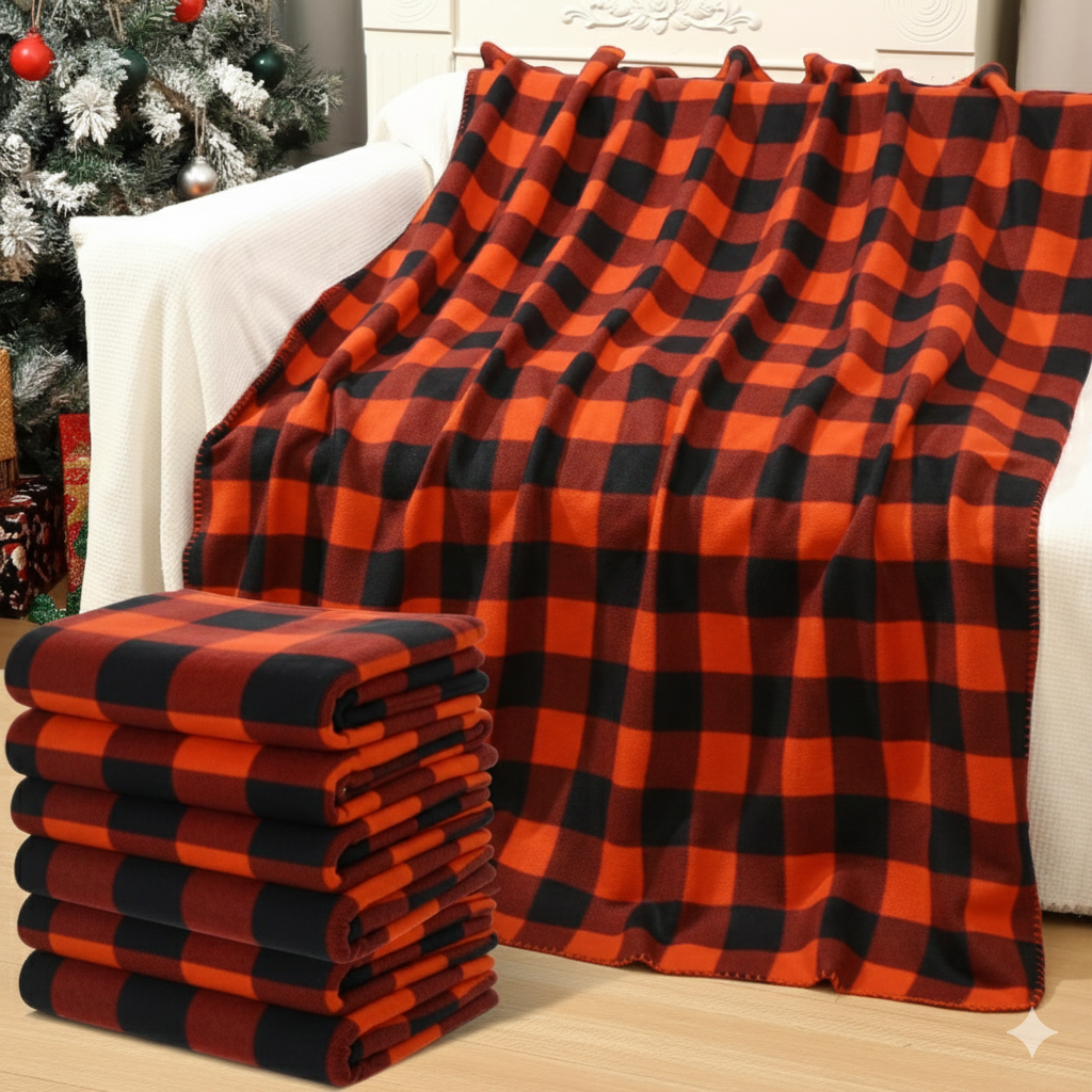 Preboun 6 Pack Christmas Buffalo Plaid Throw Blanket 50 x 60 Inch for Sofa Bed Couch Office Fleece Lightweight Fall Winter Blanket for Wedding Travel or Homeless Gifts 