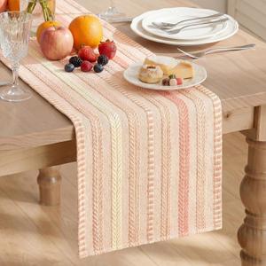 Artoid Mode Pink Farmhouse Woven Table Runner, Seasonal Holiday Rustic Kitchen Dining Table Decoration for Home Party Decor 12x72 Inch
