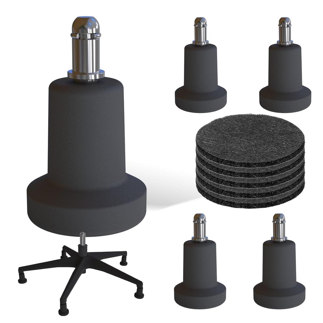 Bell Glides Replacement Office Chair or Stool Swivel Caster Wheels to Fixed Stationary Castors (Bell Glides Long)