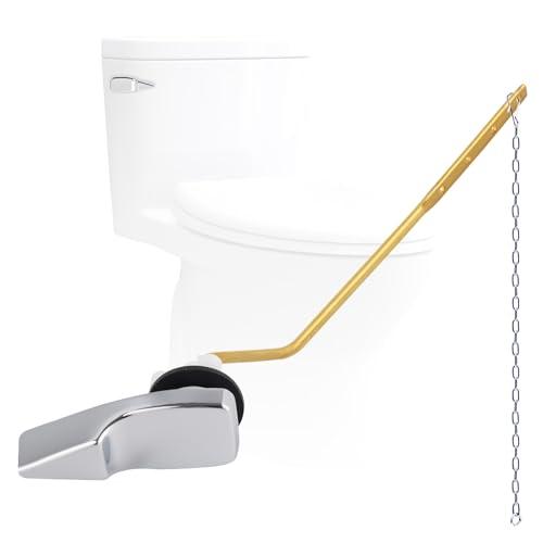 Universal Side Mount Metal Toilet Handle Replacement Kit Compatible with American Standard/Mansfield/Gerber/TOTO/Kohler Toilet, Toilet Tank Flusher Lever with Flapper Chain, Chrome