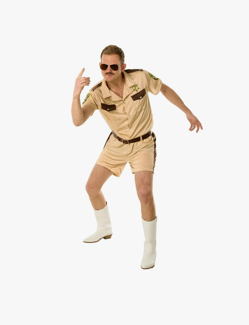 Morph Lieutenant Cop Costume Men 911 Officer Deputy Outfit Brown Tan Police Uniform Sheriff Halloween Costumes For Men Large