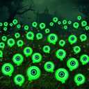 JOYIN Halloween Decorations Outdoor Solar Scary Eyeball Lights, 4 Pcs 24LEDs Green Pathway Yard Stakes, Waterproof Firefly Lights for Halloween Graveyard Yard Garden Patio Walkway Party