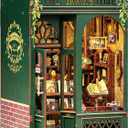 Fsolis Book Nook Kit, Booknook 3D Wooden Puzzles for Adults DIY Bookshelf Diorama Miniature Kit Mini House Building, Bookshop Model Bookish Gifts for Book Lovers Readers Book WormsOWL Bookstore