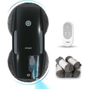 FMART T9Pro Window Cleaning Robot - 3800PA, Ultrasonic Water Spray, AI Path Planning, AI Edge Detection Window Cleaner Robotic with Remote Control & 10 Cloths - Deep Clean Windows, Tiles