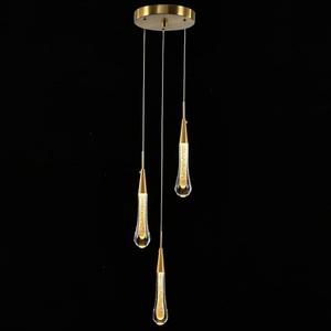 WALUIN LED Chandelier Modern Pendant Light Fixture Crystal Chandeliers for High Ceiling 71" High Crystal for Foyer House Living Room Staircase Kitchen Decro Decoration Gold (Gold, 3-Light Chandelier)