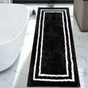 Uphome Black Bathroom Runner Rug, 24x71 Modern Large Bathroom Rug Non Slip Washable, Soft Microfiber Absorbent Bath Mat Runner for Tub, Shower, Floor, Sink (5'11" x 2' (Rectangular)