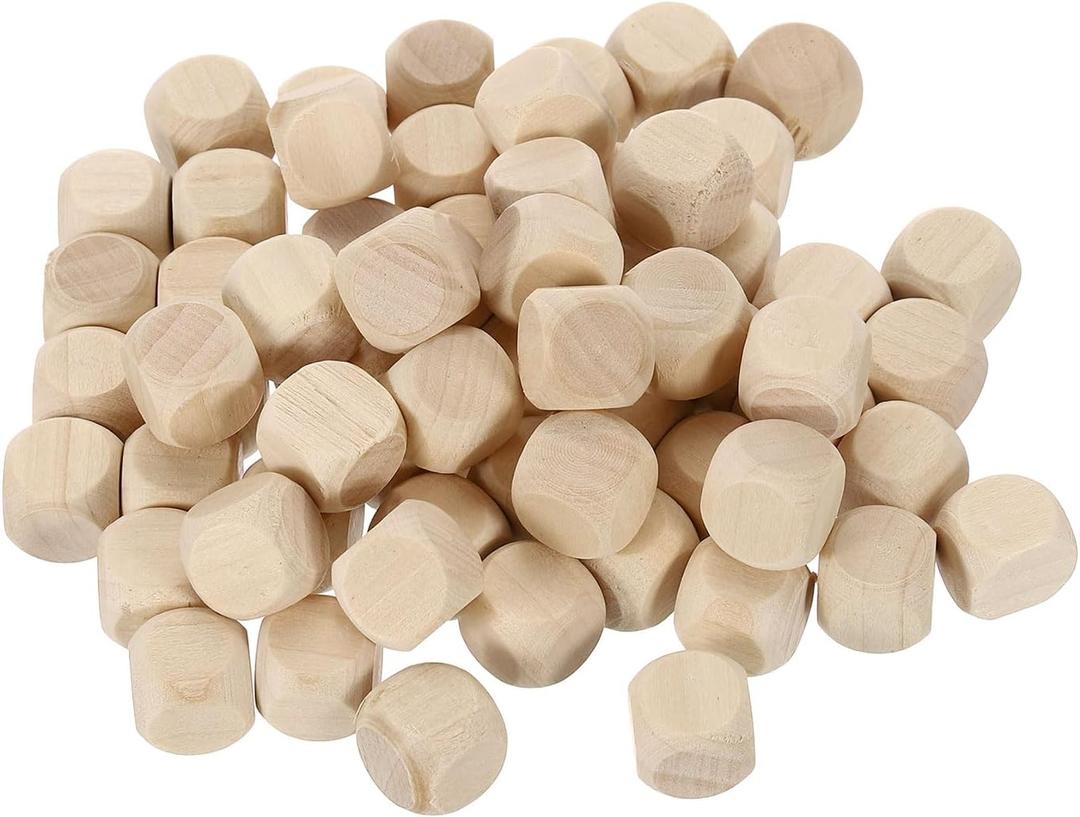 uxcell 50pcs Blank Wooden Dice, 8mm 0.3 inch Unfinished Wooden Cube Rounded Corners Square Block for DIY Craft Projects
