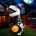 Joiedomi 8 FT Halloween Inflatables Outdoor Decorations, Halloween Blow Ups for Yard, Inflatable Skeleton Dinosaur with Pumpkin for Outside Garden Decor