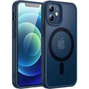 JETech Magnetic Case for iPhone 12 Mini 5.4-Inch Compatible with MagSafe, Translucent Matte Back Slim Shockproof Phone Cover (Blue)