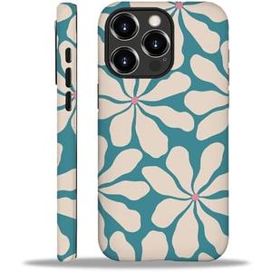 artslion for iPhone 16 Pro Case for Women Girl Men Boy, Shockproof Soft Silicone & Hard PC Shell Protective Case for iPhone 16 Pro - Retro Blue Flowers