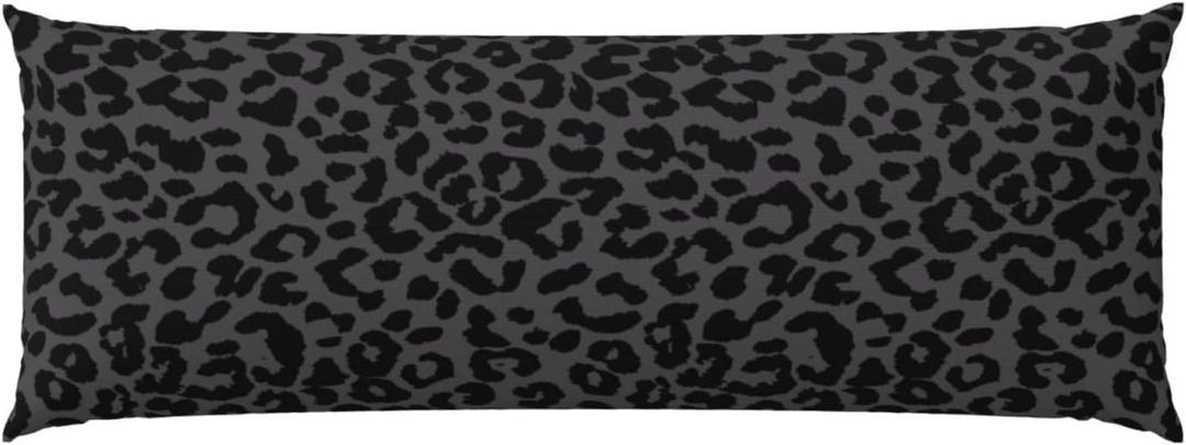 Black Leopard Cheetah Body Pillowcase, Long Pillow Cover 20"x54" Soft Moisture-Wicking for Hot Sleepers, Hair and Skin-Friendly (One Size)