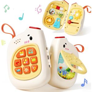 Baby Phone with Music for Toddler, Kids Sensory Busy Board, Early Educational Toy for Toddlers 1-3, Motor Skills Developmental Toy for 0-6-12-18 Month Age