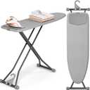 APEXCHASER Ironing Board, Compact Iron Board with Silicon Mat, Foldable Ironing Board with Heat Resistant Cover, 7 Height Adjustable, Space Saver Iron Board,13x43 Solid Grey