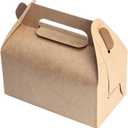 HOZEON 100 PCS Kraft Gable Treat Boxes, 6.4 x 3.5 x 3.2 Inches Strong and Durable Gable Boxes, Recycled Party Candy Treat Boxes for Birthday Party, Wedding, Baby Shower