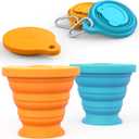 IYYI Collapsible Cup for Traveling, Silicone Foldable Cup, Camping Mug with Lid, Folding Mug for Camping, Hiking, Outdoors, Travel (2 Pack-Blue-Orange)
