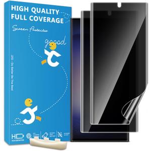 JZG 2 Pack Privacy Screen Protector for Samsung Galaxy S23 Ultra, Anti Spy S23 Ultra Soft Film With Fingerprint Compatibility, Bubble Free (Transparent)