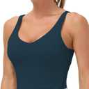 THE GYM PEOPLE Womens' Sports Bra Longline Wirefree Padded with Medium Support (Dark Blue Green, M)