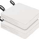 Patio Chair Cushions 24x24x4 Inch, Waterproof Outdoor Seat Cushions with Adjustable Straps & Handle, Thick High-Density Foam, Fade-Resistant, Machine Washable, 2 Pack Light Grey