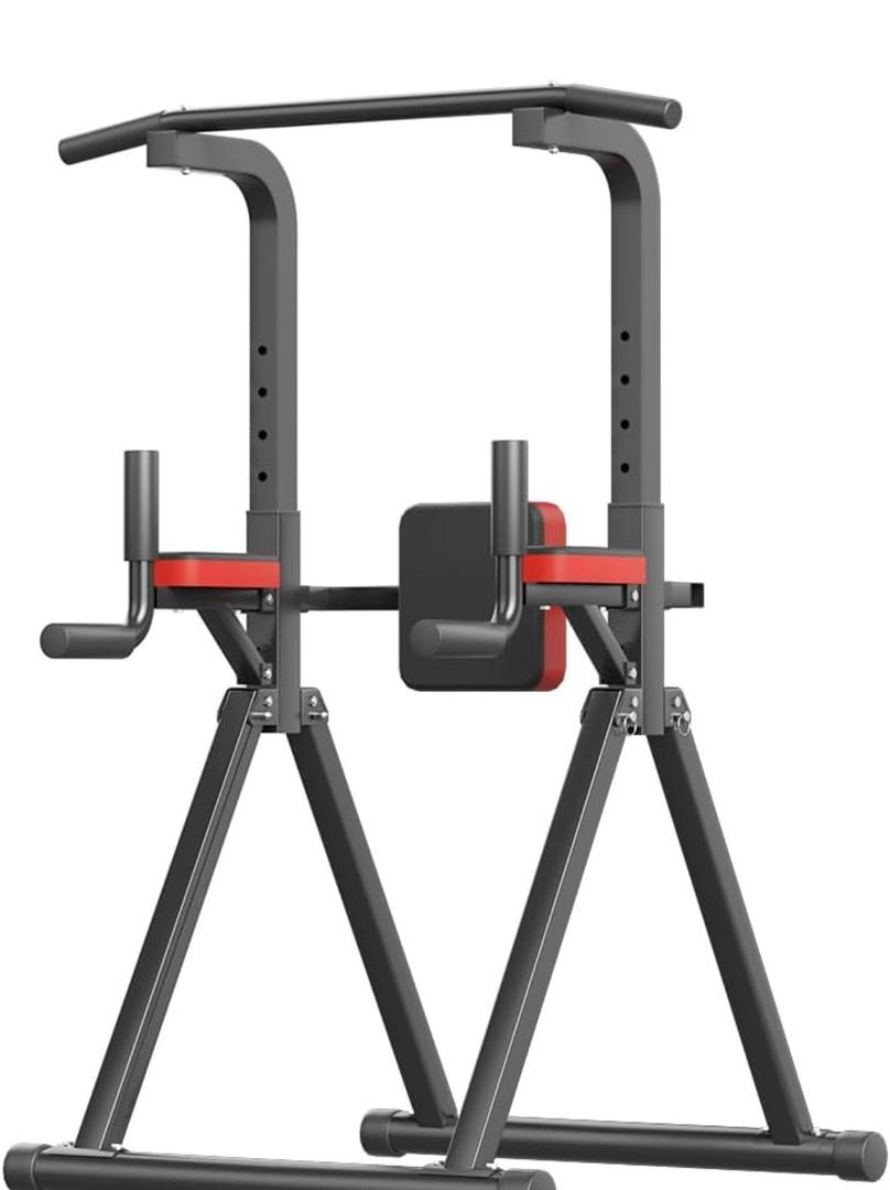 Foldable Power Tower, Adjustable Multifunction Pull Up Bar Tower Station, Pullup Dip Station Rack for Home Gym