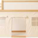 Wonder Nook Bunk Bed Curtains, Adjustable 2 Panels, Bottom Bunk Bed Privacy Set, Cotton Play Tent Curtain with Velcro & Tie Attachments  Multipurpose Kids Fort Play Space for Loft Beds, Tables