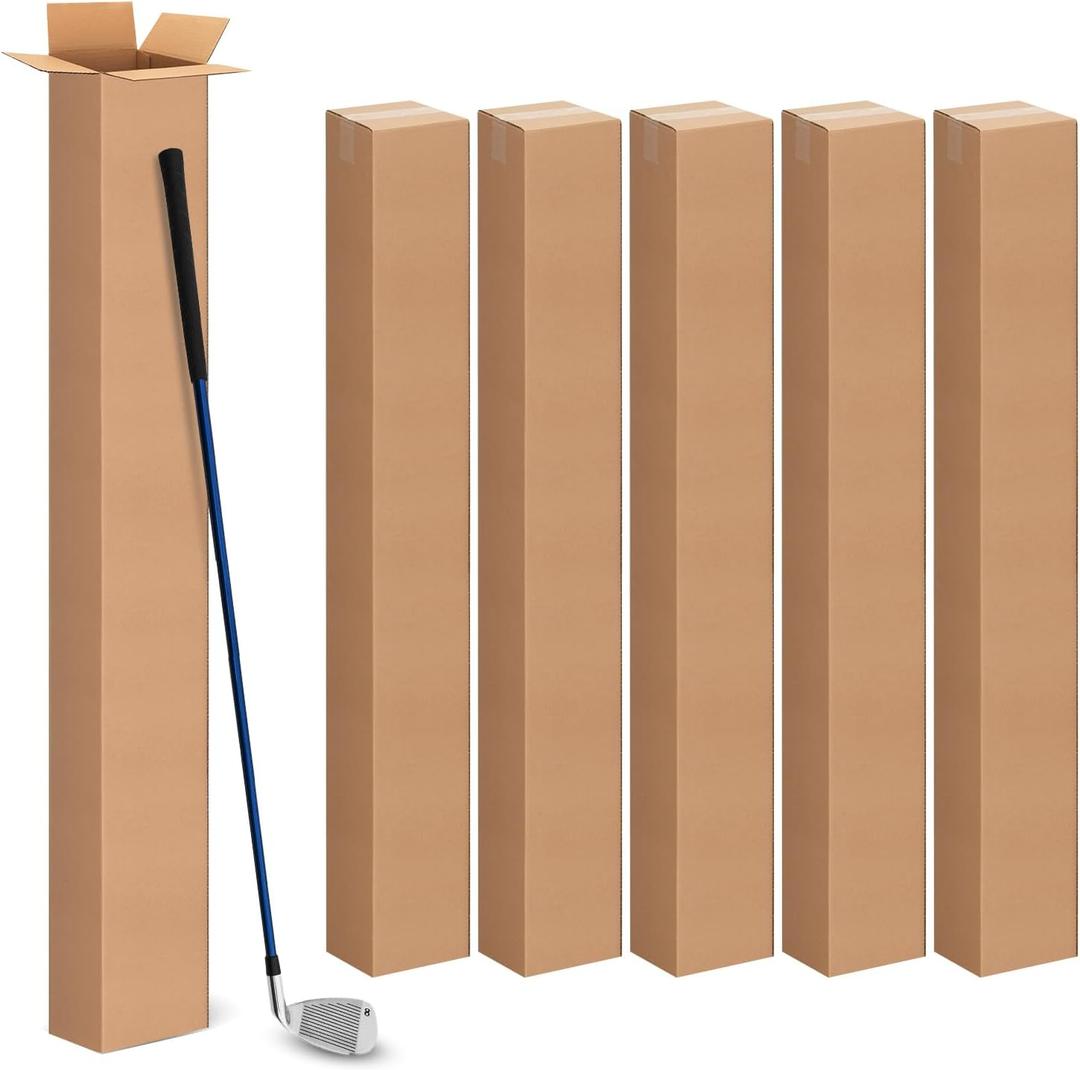 6x6x48 Inch Tall Corrugated Cardboard Boxes 5 Pack, 6"L x 6"W x 48"H Golf Club Shipping Boxes - Shipping, Moving, Packaging, Mailing, Storage Box for Home or Business