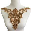 Exquisite Shiny Clothing Decorative Appliques Pure Hand-Sewing Beads Rhinestones Trim Patches Luxurious Design for Clothing Necklines (Champagne)