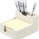 White Sticky Note Holder, Silicone Memo Holder with Pen or Card Slots, Sticky Note Dispenser, Fits 3x3 Inches Sticky Notes, Post It Note Dispenser for Office Desk Accessories