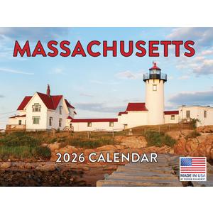 Massachusetts Calendar 2026 Wall 12 Month Monthly MA Scenic Souvenirs Themed Gifts | American Made In The USA