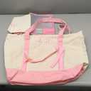 Empty Mahjong Tile Bags Set for American Tiles and Racks,Canvas Tote Bag with Mat Holder Accessories Organizer,Portable Mahjong Case Drawstring Protective Sleeve for Rack Pushers,Pink